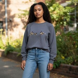 Vintage 80s Gearing Up Womens M Goose Sweatshirt Made USA‎ Cottagecore Nature